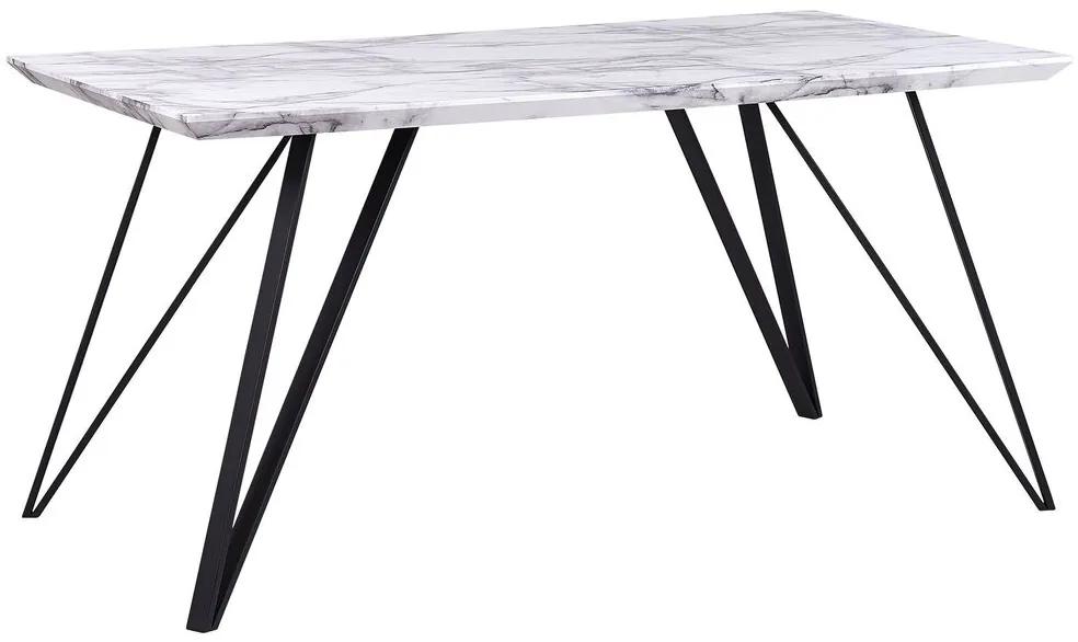 Jedálenský stôl s mramorovým efektom 150 x 80 cm biela/čierna MOLDEN Beliani