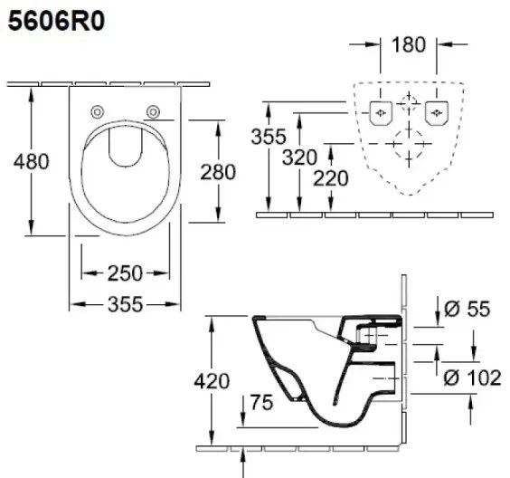 Villeroy & Boch 5606R0R1 - Závesné WC SUBWAY 2.0 keramika/biela