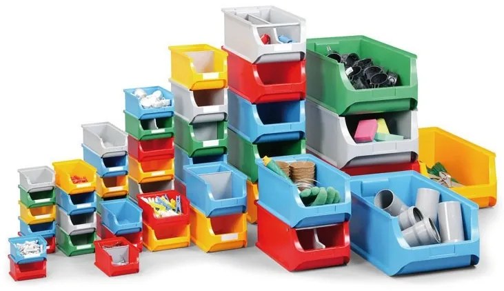 Plastové boxy PLUS 5, 310 x 500 x 200 mm, červené, 6 ks