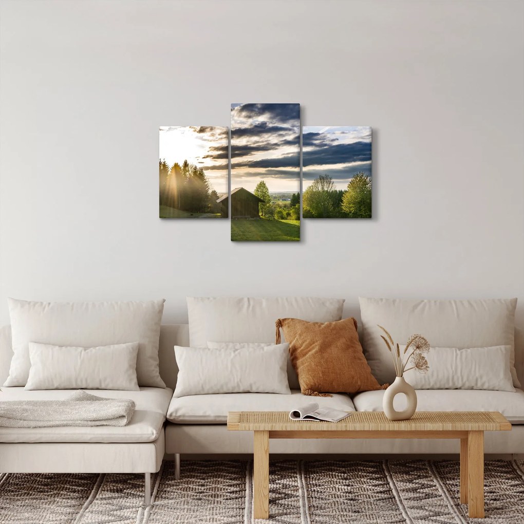 Obraz lesnej chaty (90x60 cm)