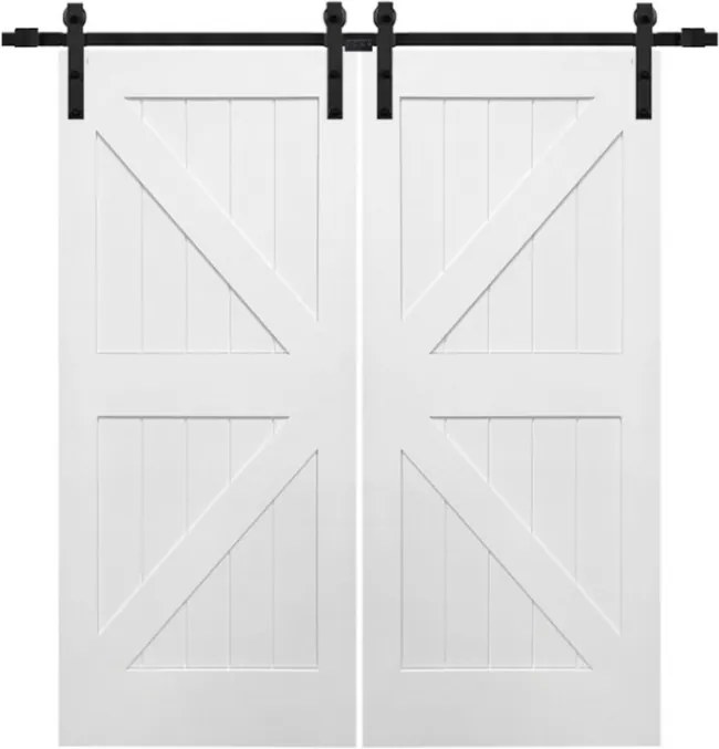 Barn door posuvné smrekové dvere dvojité Z v ráme 60cm, 203cm, hladký, surové drevo bez farby a laku