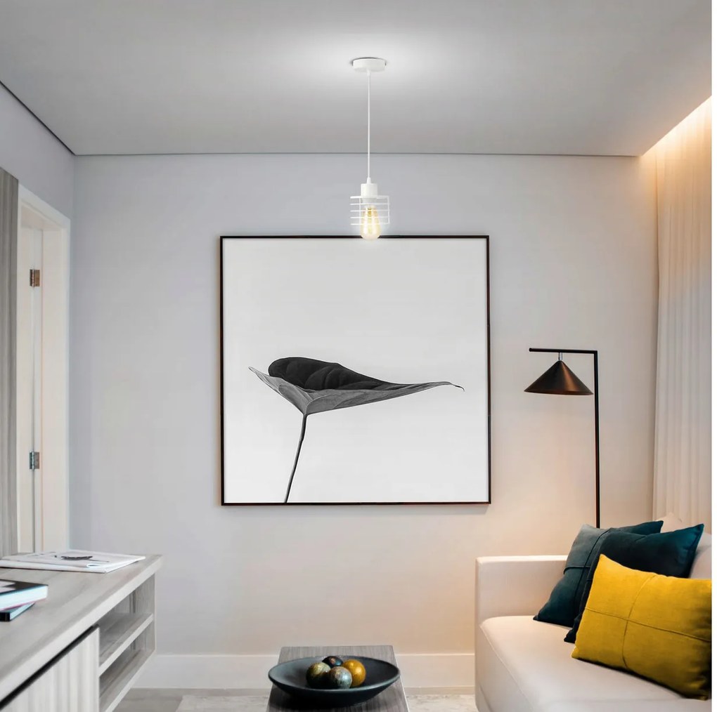 BERGE LED stropná závesná lampa s pružinou biela