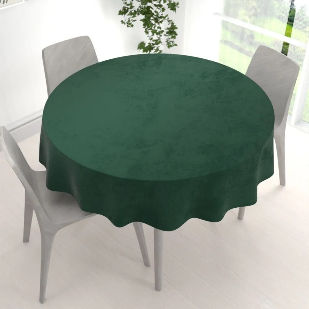 Biante Veľký zamatový okrúhly obrus Velvet Premium SVP-040 Lesná zelená Ø 170 cm