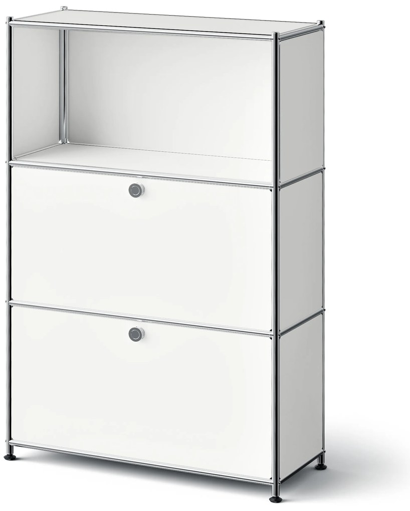 Kovová komoda »CN3 Slim Line« s 2 výklopnými priečinkami, biela