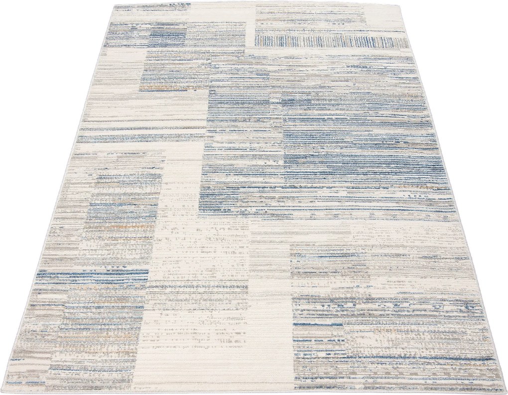 TA Koberec G498B WHITE/D_BLUE PORTLAND HIL Biely Obdĺžnikový Rozmer: 140x200 cm