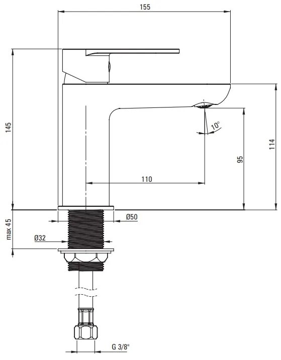 Deante Alpinia, umývadlová batéria ECO perlátor 4,5 l/min, chrómová, DEA-BGAE020M