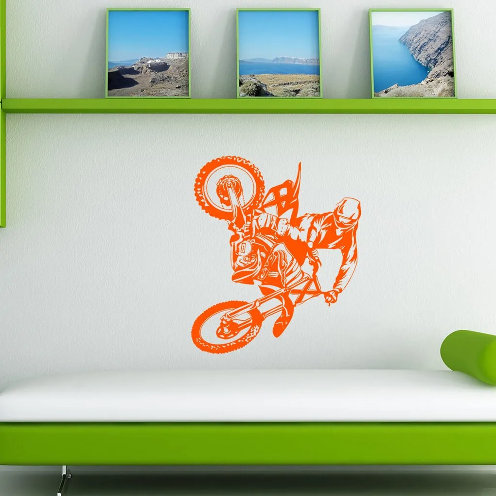 Veselá Stena Samolepka Motokros Farba: bílá, Veľkosť: 100 x 125 cm