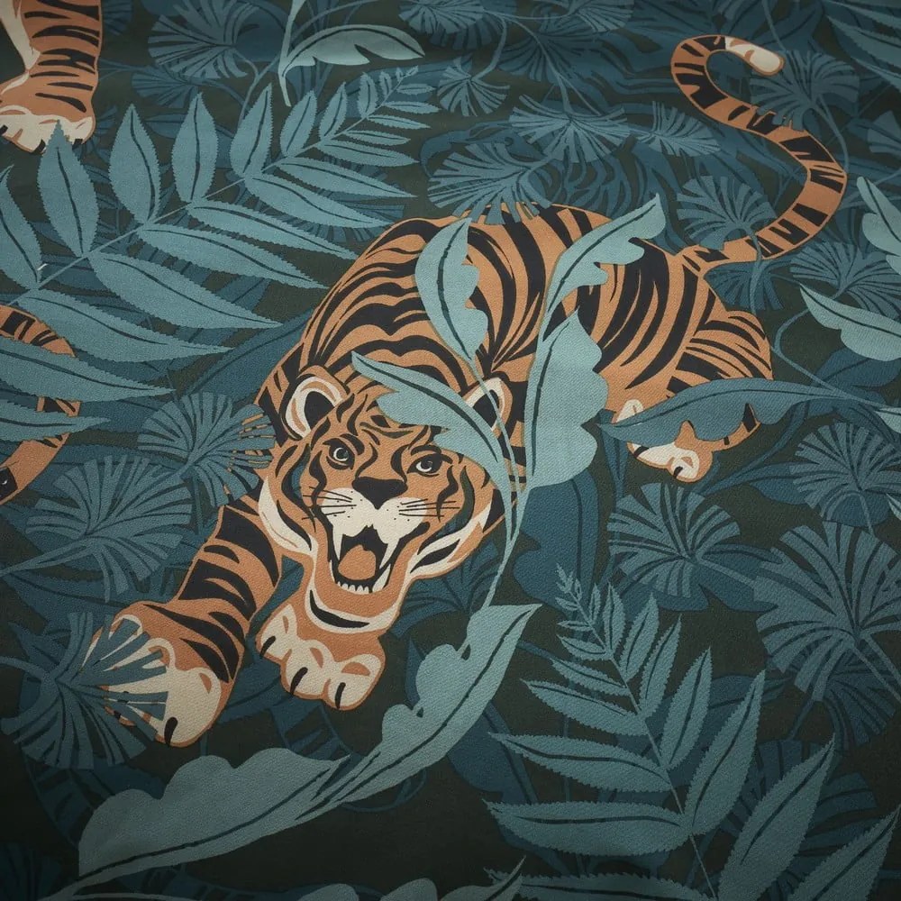 Zelené/hnedé obliečky na jednolôžko 135x200 cm Tropic Tiger Leaf – Catherine Lansfield
