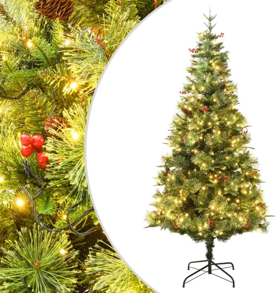Vianočný stromček LED a borovicové šišky zelený 120 cm PVC a PE 3094555