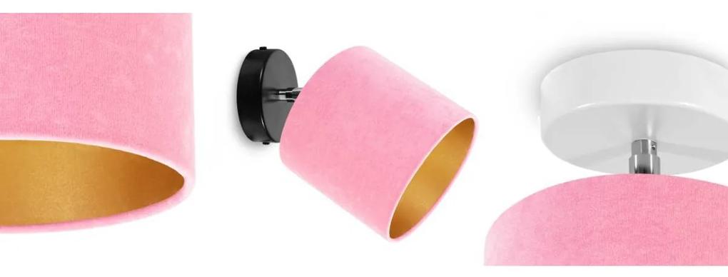 Bodové svietidlo Mediolan, 1x ružové/zlaté textilné tienidlo, (výber z 2 farieb konštrukcie - možnosť polohovania)