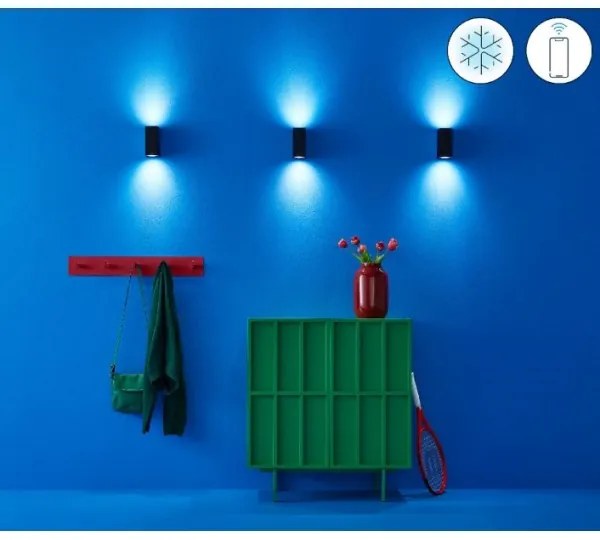 WiZ -LED RGBW Stmievateľné nástenné svietidlo UP&DOWN 2xGU10/4,7W/230V čierna Wi-Fi