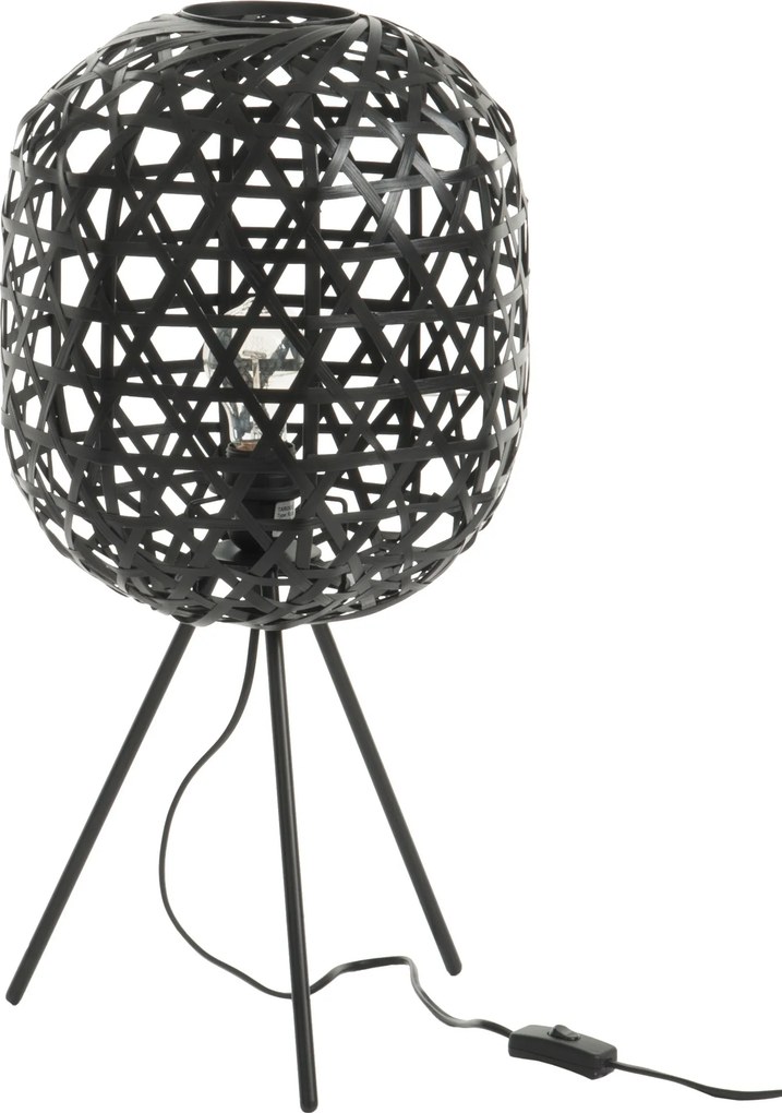 Vypletané čierna stojaca lampa Bambo z bambusových listov - Ø 29 * 59,5 cm