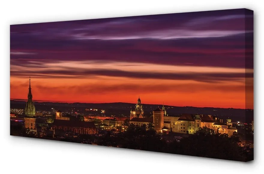Obraz na plátne Krakov nočné panorama 125x50 cm