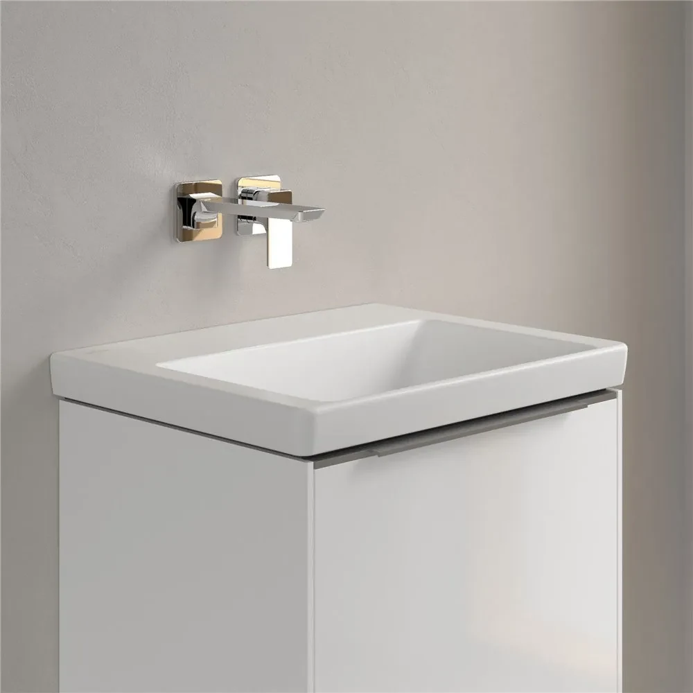 VILLEROY &amp; BOCH Subway 3.0 umývadlo na skrinku bez otvoru, bez prepadu, 550 x 440 mm, Stone White, s povrchom CeramicPlus, 4A70F6RW