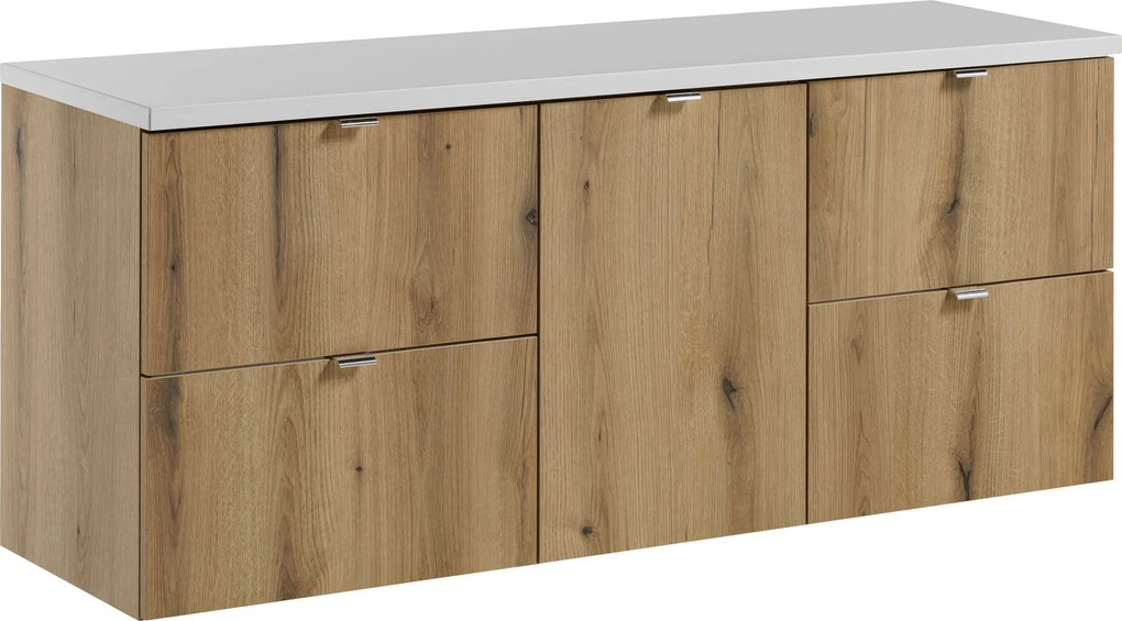 Comad Kúpeľňová skrinka pod umývadlo na dosku set Nova Oak 140 dub coast evoke/biela