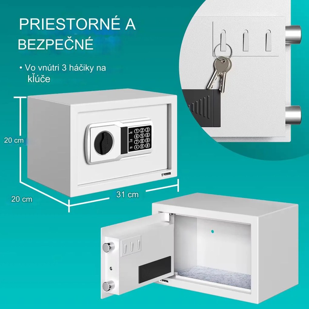 InternetovaZahrada Bezpečnostný trezor Defer - 31x20x20cm - sivý