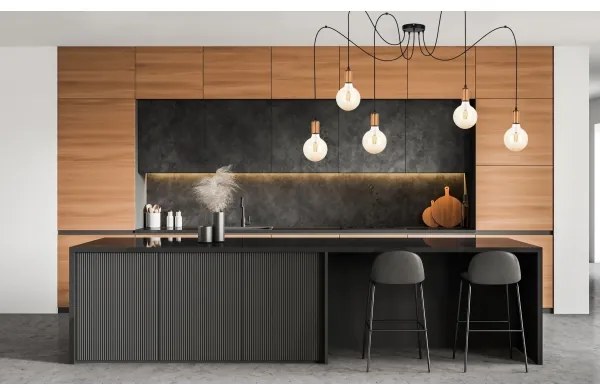 Luster na lanku MIROS 5xE27/60W/230V pavúk čierna/medená