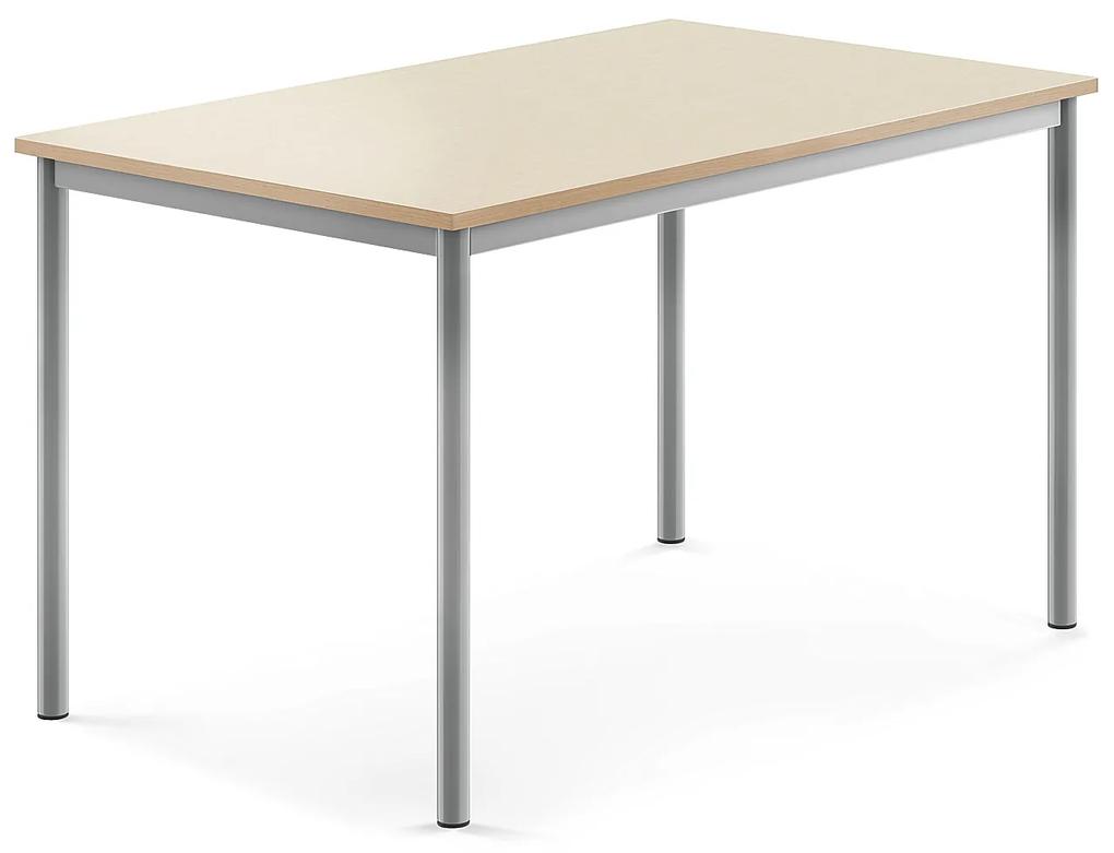 Stôl SONITUS, 1200x800x720 mm, HPL - breza, strieborná