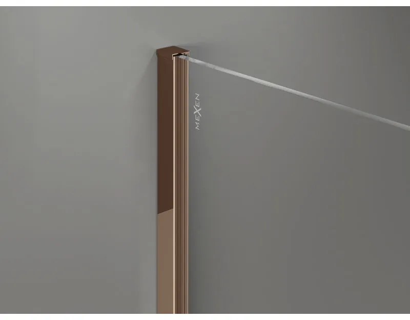 Mexen, Mexen Kioto-X sprchová stena 150 x 200 cm, matná 10 mm, ružové zlato - 800-150-101-60-30-X