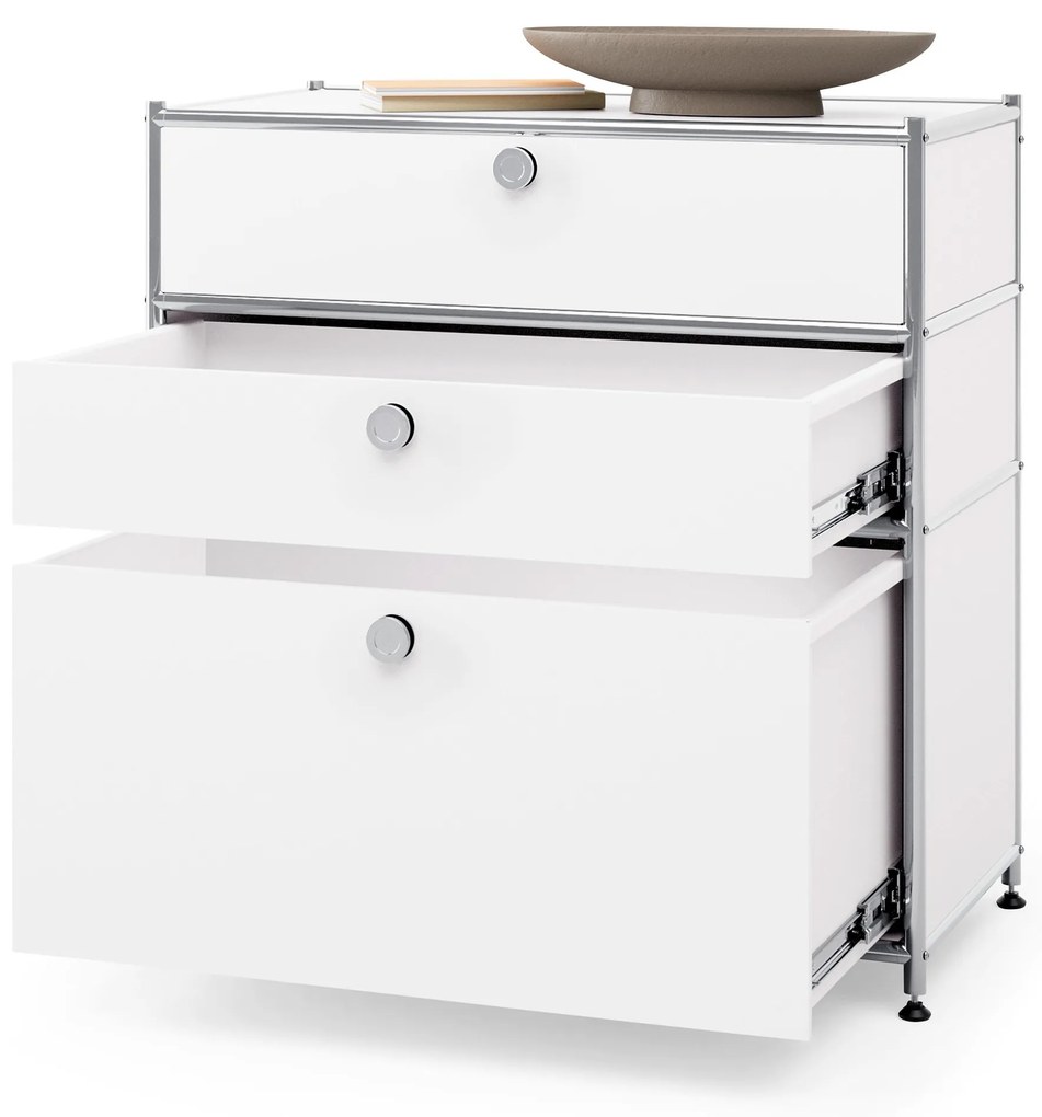 Kovová komoda »CN3« s 3 zásuvkami, biela
