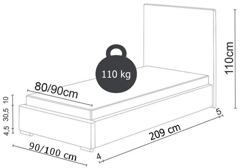 Jednolôžková čalúnená posteľ FOX 5, 80x200, malmo 61
