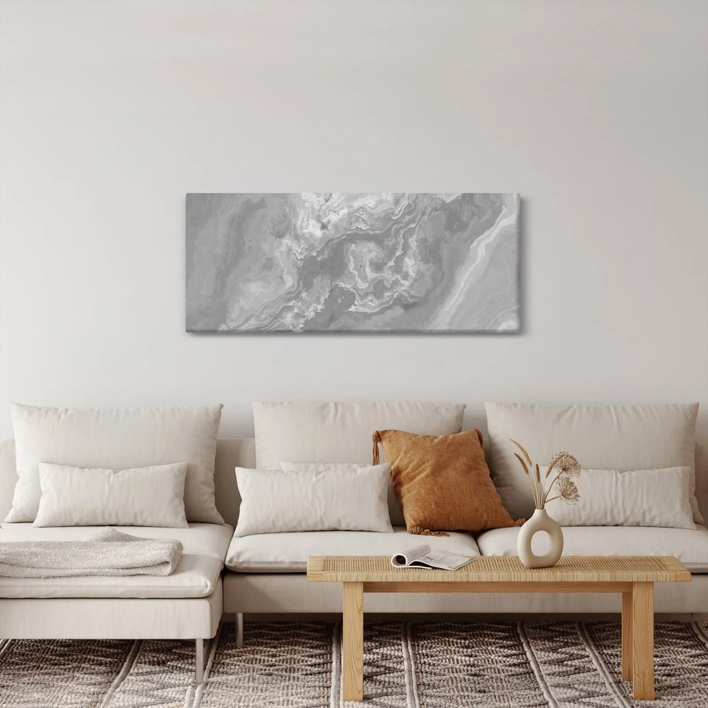 Obraz - Mramor v čiernobielej (120x50 cm)