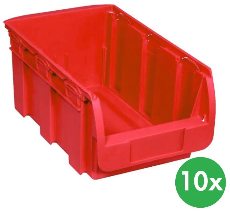 Plastový box COMPACT, 210 x 350 x 150 mm, 10 ks, červený