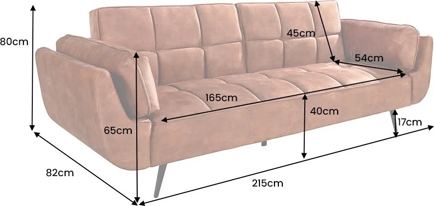 Dizajnová rozkladacia pohovka Bailey 215 cm hrdzavo-hnedý zamat