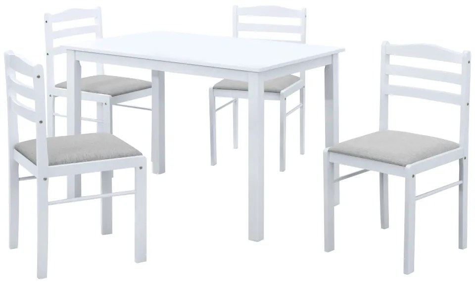 Jedálenský set 1+4, biela/béžovosivá, SOMIN