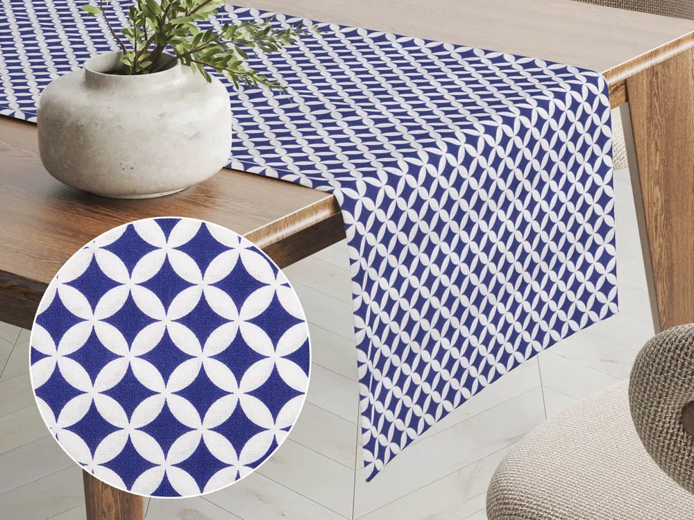 Biante Bavlnený behúň na stôl Sandra SA-241 Tmavo modré Maroko 35x180 cm