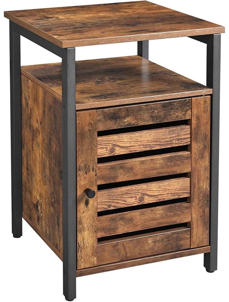 VASAGLE Nočný stolík s 2 policami, 40 x 40 x 60 cm, rustikálny hnedý