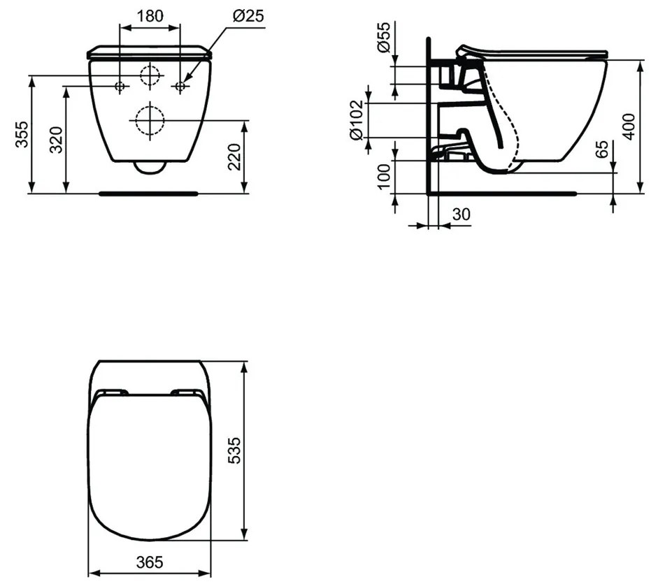 Ideal Standard G+IS 3 - set 5v1- Rapid SL pre WC + tlačidlo + úchyty + závesné WC Tesi s AQUABLADE + WC sedátko ultraploché Soft-Close