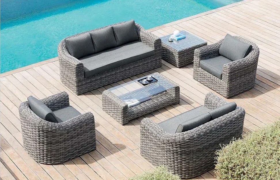 Deokork Ratanová zostava BORNEO LUXURY pre 7 osôb (sivá)