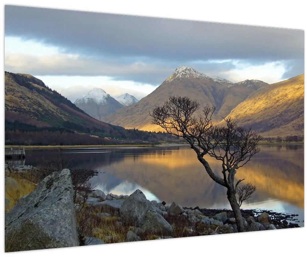 Obraz - Hory pri jazere (90x60 cm)