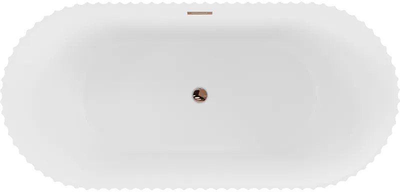 Mexen Paola, voľne stojaca vaňa, drážkovaná, 170 x 80 cm, biela matná, ružové zlato, 52721708001-60