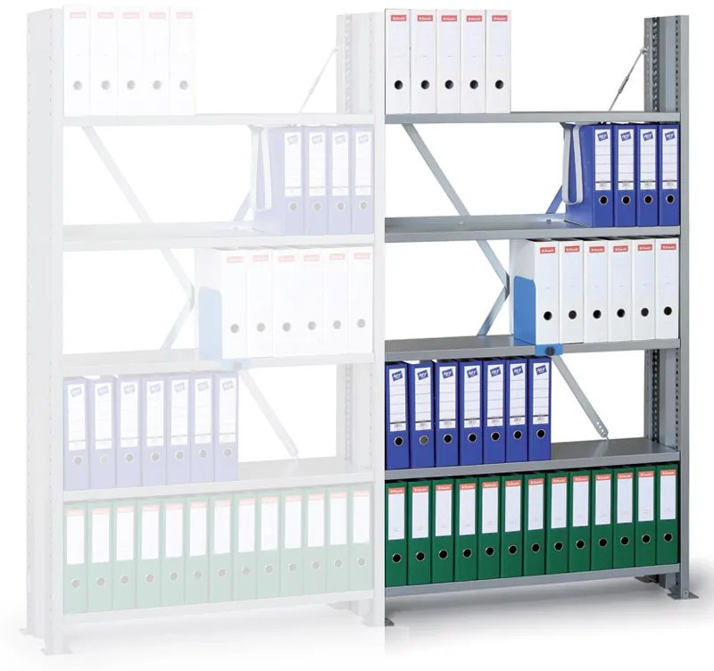 Archivačný regál s bočnými stenami Variant, 1950 x 1000 x 300, prídavný