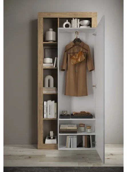 Šatníková skriňa LENOR 91x209 cm biela/hnedá