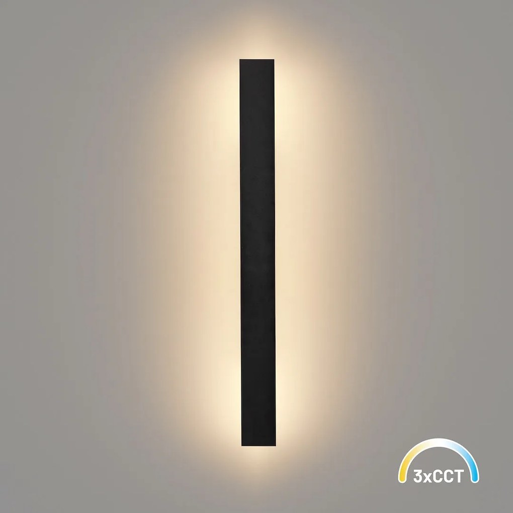 Exteriérové nástenné LED svietidlo Wow, 1x LED 11w, 3CCT, čierna, (60 cm)