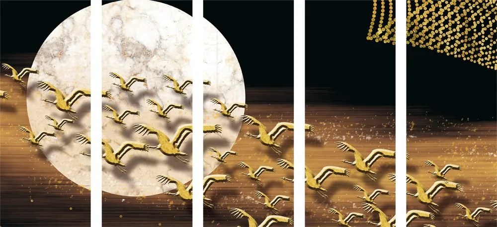 5-dielny obraz prelet vtáctva počas splnu mesiaca Varianta: 100x50