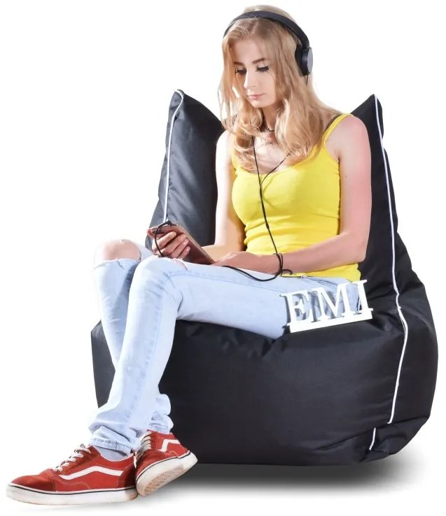 Sedací vak stolička nylonová čierna EMI