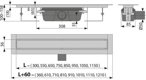 Sprchový žľab Alcadrain 810 mm APZ15 MARBLE 750
