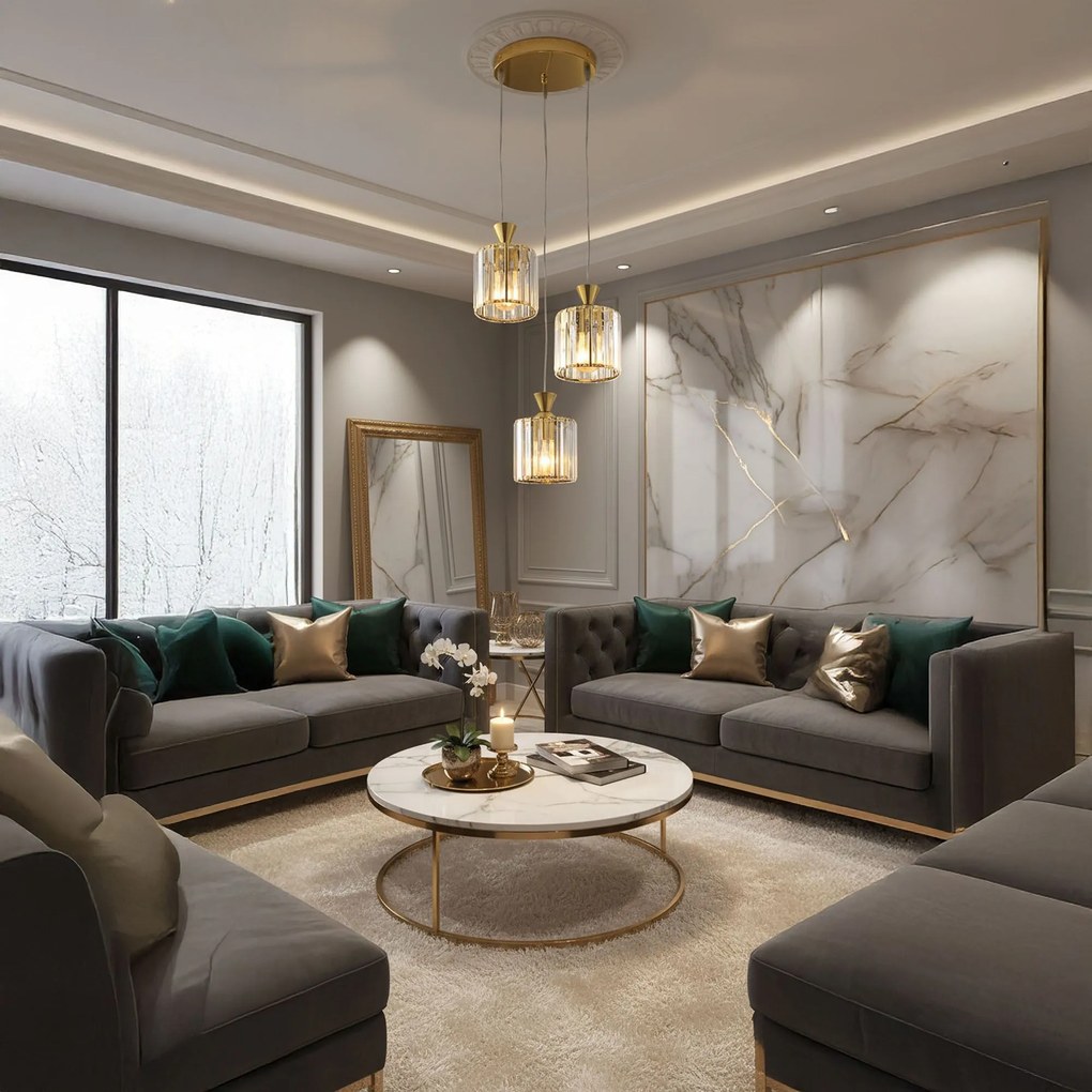 Toolight Toolight, závesné svietidlo 3xE27, EBT026-3CP, zlatá, OSW-01226