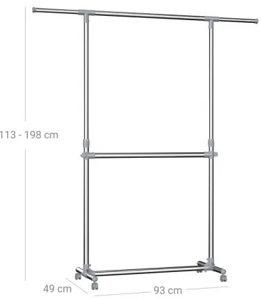 Mobilný stojanový vešiak LINEA strieborný