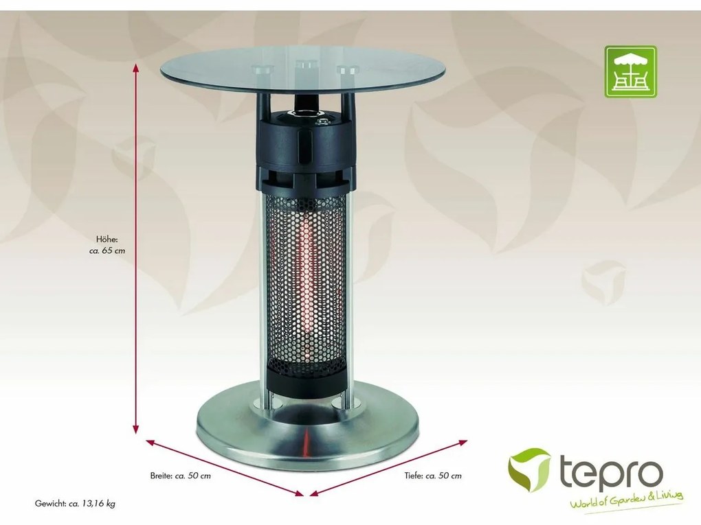 Tepro 2142 Vonkajší ohrievač so sklenenou doskou Monterey, 1200 W
