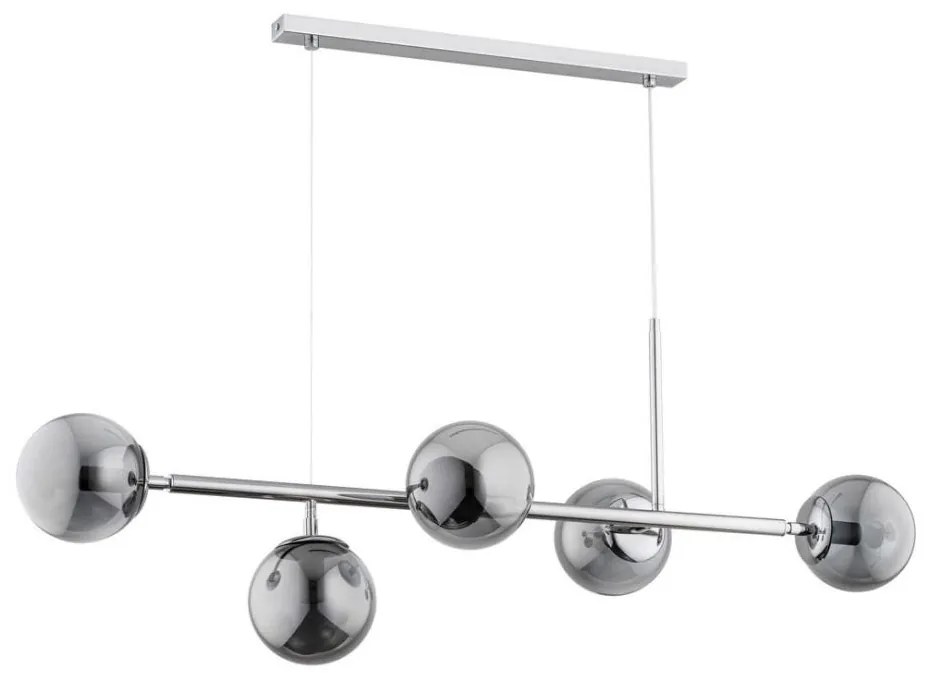 Luster na lanku DANSA 5xE14/10W/230V šedá/lesklý chróm