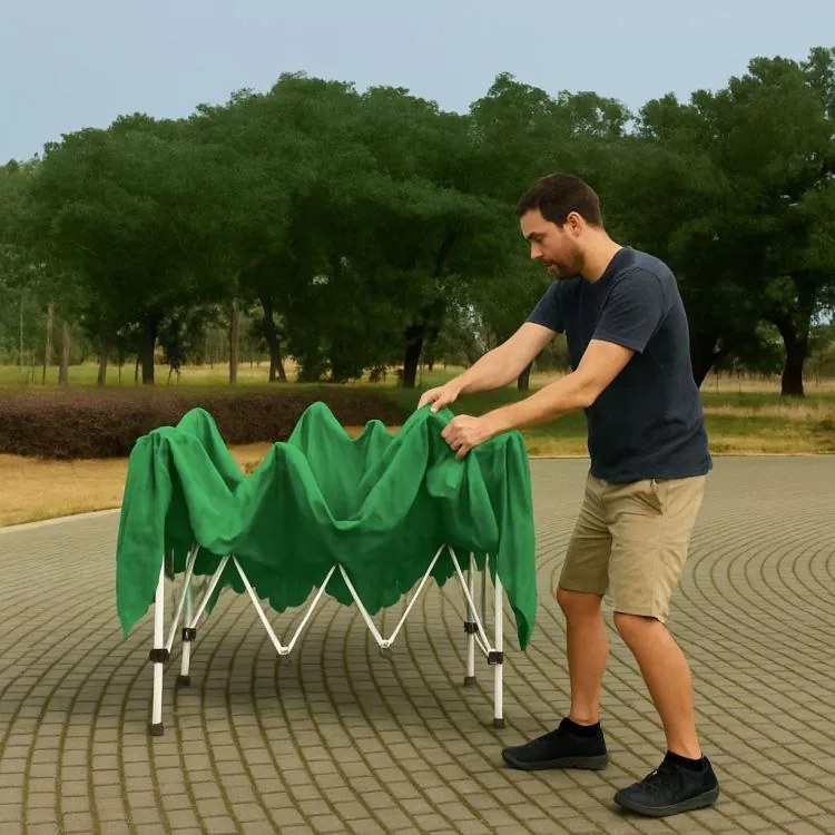 Záhradný pavilónový stan 3x3 m s automaticky rozťahovacou strechou biela
