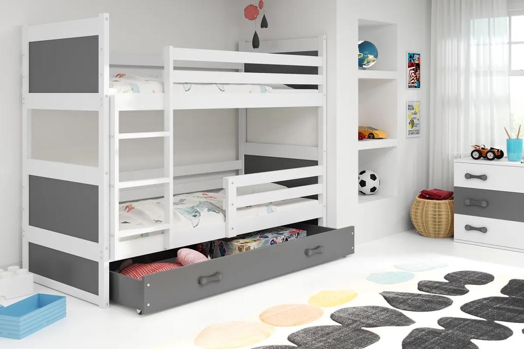 Detská poschodová posteľ RICO | biela 80 x 190 cm Farba: Sivá