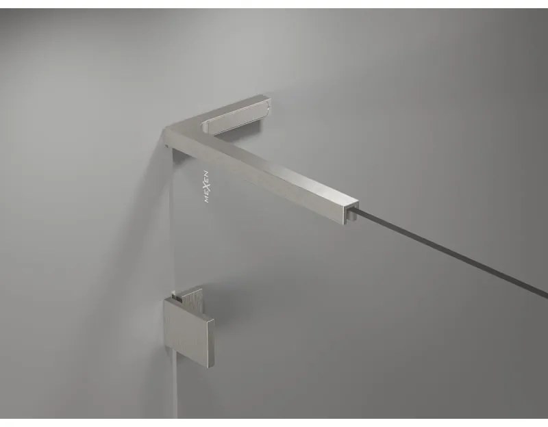 Mexen Lunar-B L, 1-krídlový sprchový kút, pravý, 90 x 90 cm, 8mm číre sklo, brúsená oceľ profil, 832L-090-090-97-00-P