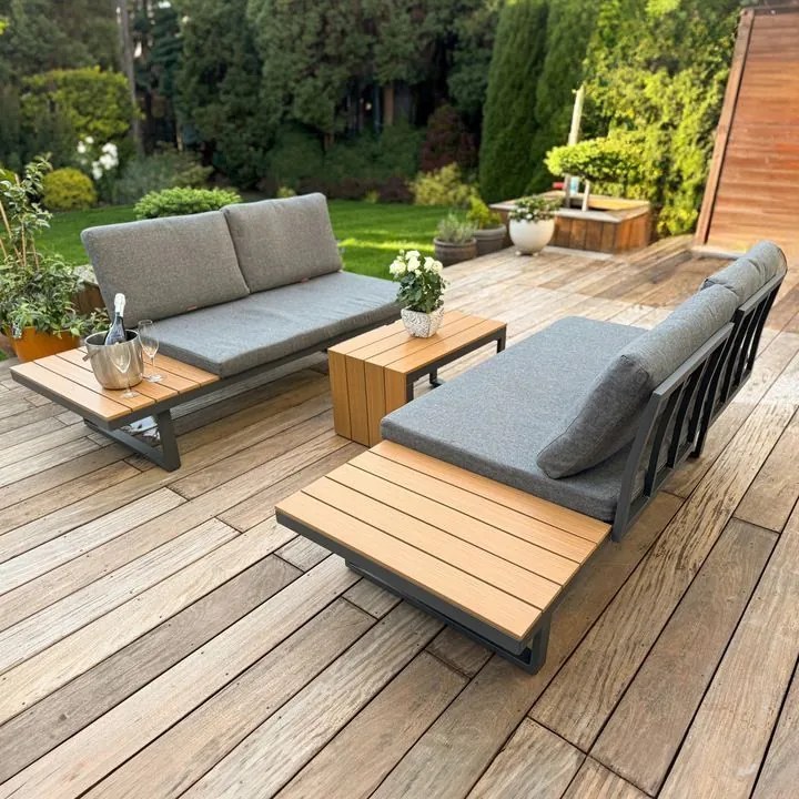 ZÁHRADNÝ SET NORM 175 x 78 + STOLÍK HNEDÝ + SIVÝ