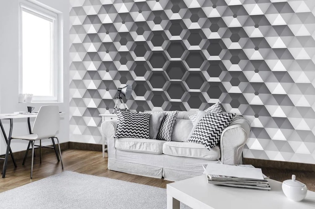 Fototapeta - 3D šesťuholníky (254x184 cm)